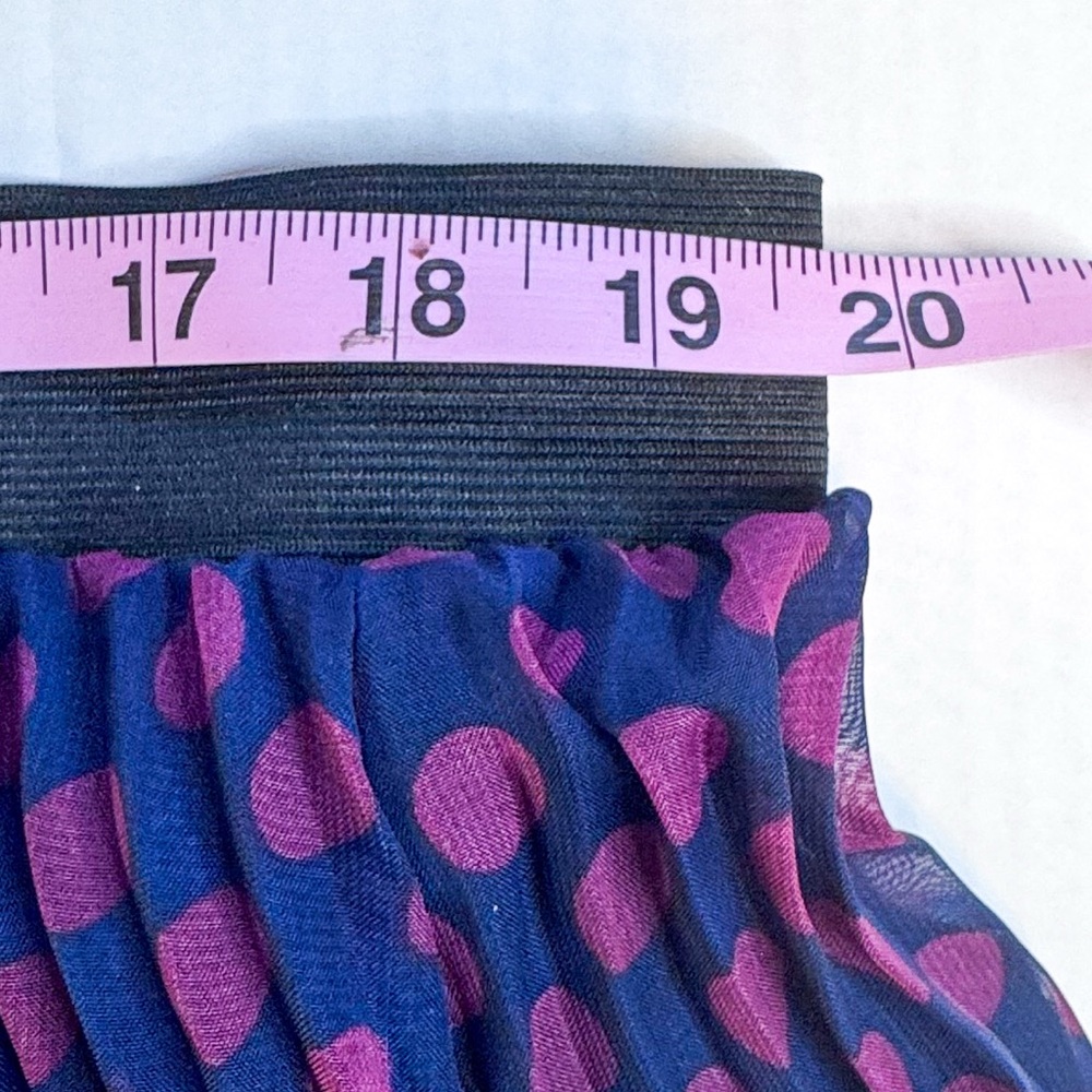 She’s Cool Pleated Polka Dot Skirt 1X Purple Pink Chiffon Midi Elastic Waist - Picture 10 of 13